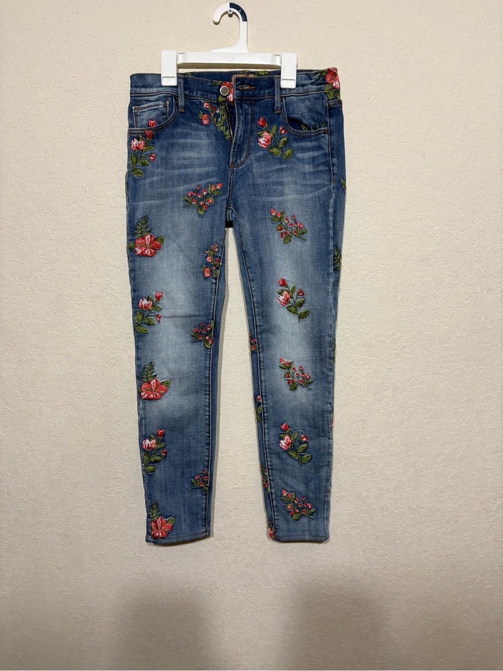 DRIFTWOOD Jackie Skinny Jeans with Red Floral Embroidery
